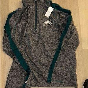Philadelphia Eagles Gray and Green Quarter-Zip Pullover